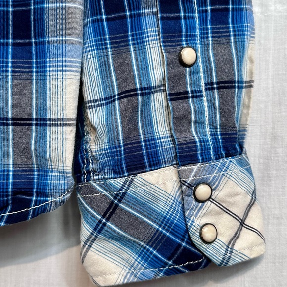 Aeropostale - Men’s SHIRT Sz L SNAP CLOSE Plaid - BLUE - Picture 4 of 13